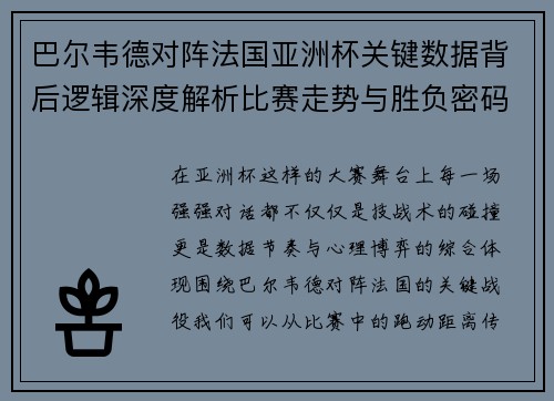 巴尔韦德对阵法国亚洲杯关键数据背后逻辑深度解析比赛走势与胜负密码
